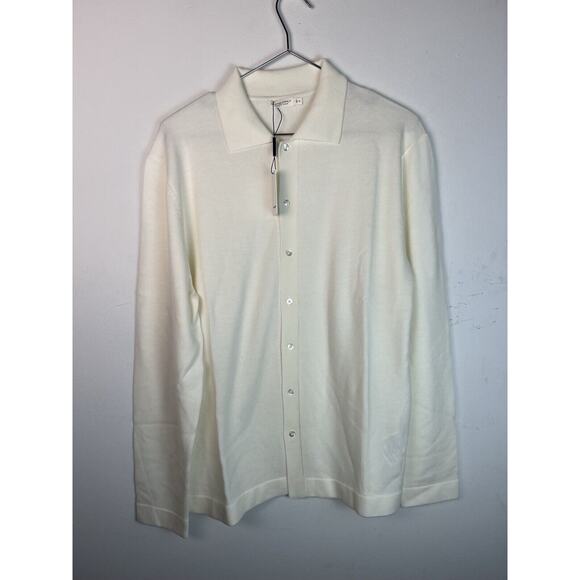 Suitsupply Merino Long Sleeve Polo Cardigan Off-White Size XL NWT - Picture 1 of 10